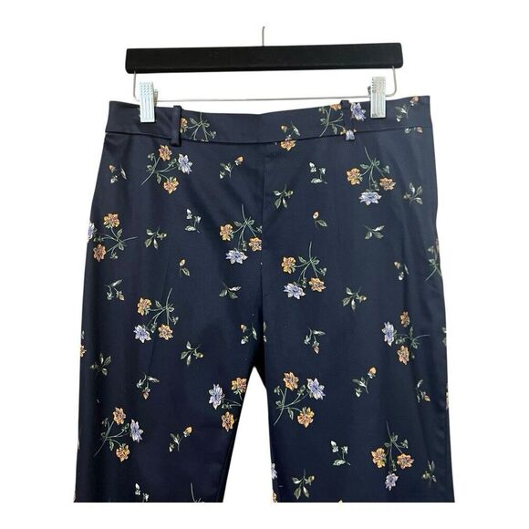 H&M Womens Size 12 Blue Floral Print Side Zip Slacks Pants New - Picture 2 of 4